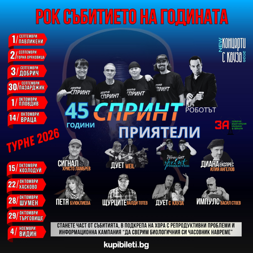 РОК СЪБИТИЕТО НА ГОДИНАТА 2026 - 45 ГОДИНИ СПРИНТ И ПРИЯТЕЛИ - РОБОТЪТ